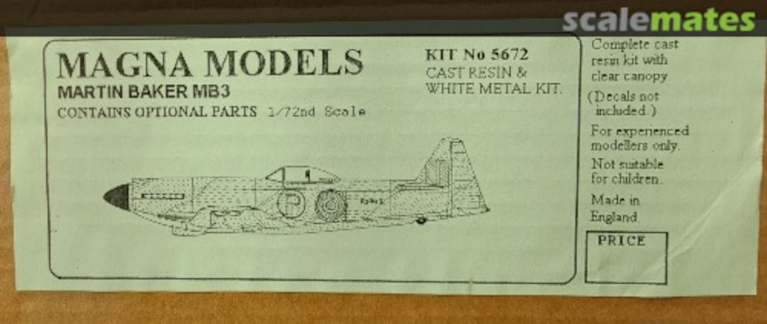 Boxart Martin Baker MB3 5672 Magna Models Boxart Martin Baker MB3 5672 Magna Models