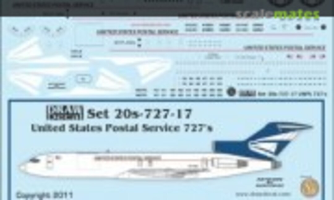 1:200 United States Postal Service 727-100/-200s (Draw Decal 20-727-17) 20-727-17
