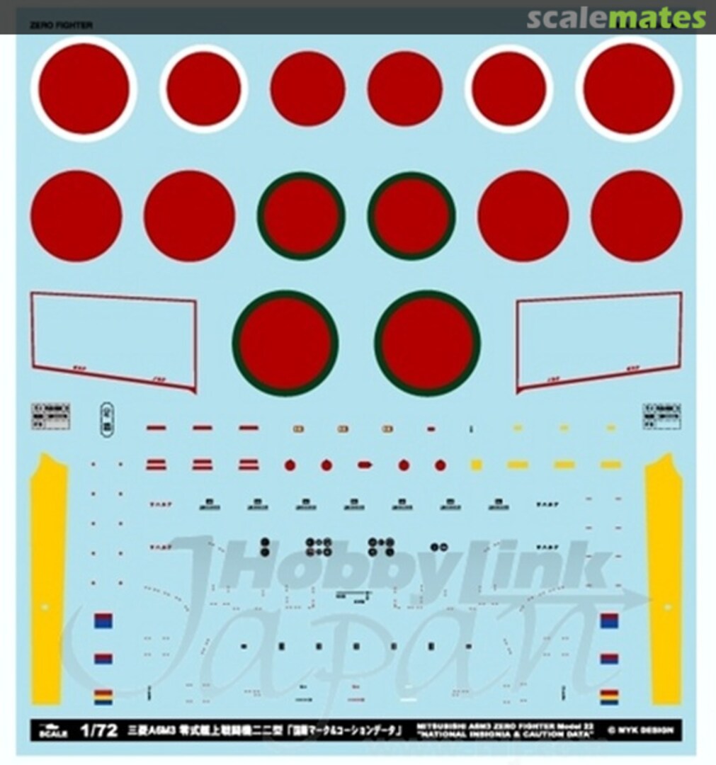 Boxart Mitsubishi A6M3 Zero Fighter Model 22 National Insignia & Caution Data 06793 MYK Design