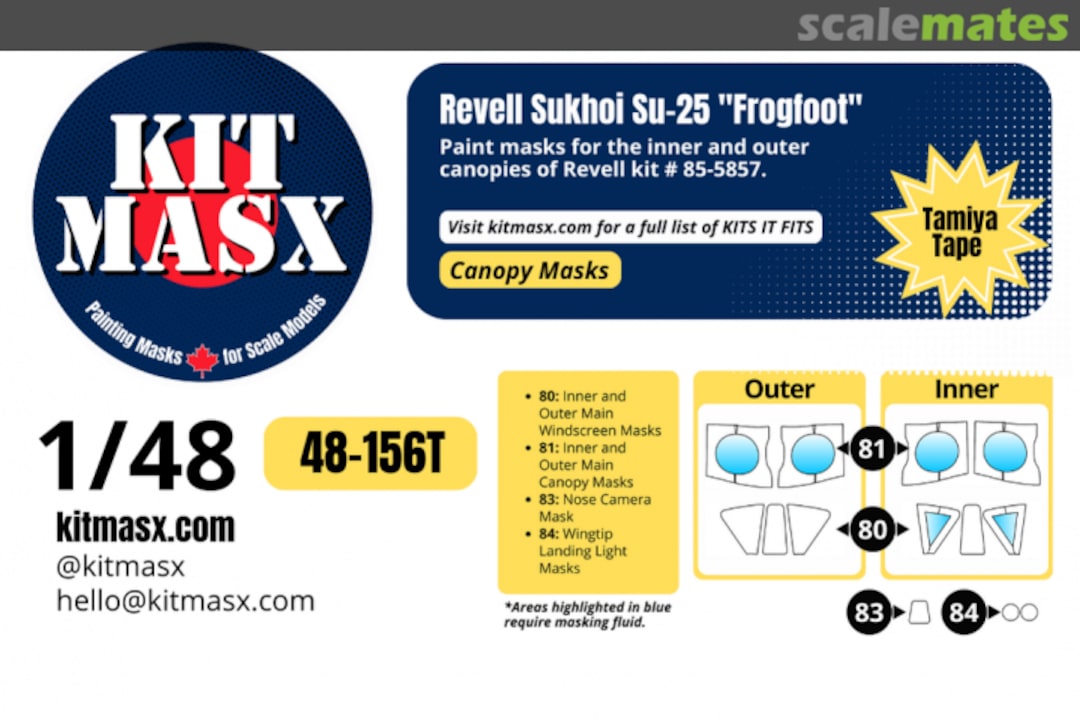 Boxart Sukhoi Su-25 'Frogfoot', canopy masks 48-156T Kit Masx Boxart Sukhoi Su-25 'Frogfoot', canopy masks 48-156T Kit Masx