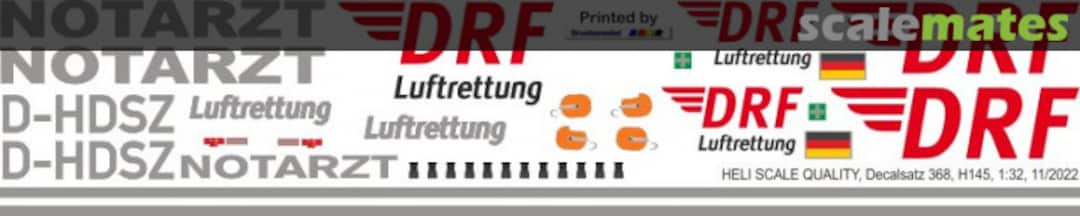 Boxart H145 / EC 145T2 - DRF - D-HDSZ Decal 368 Heli Scale Quality Boxart H145 / EC 145T2 - DRF - D-HDSZ Decal 368 Heli Scale Quality