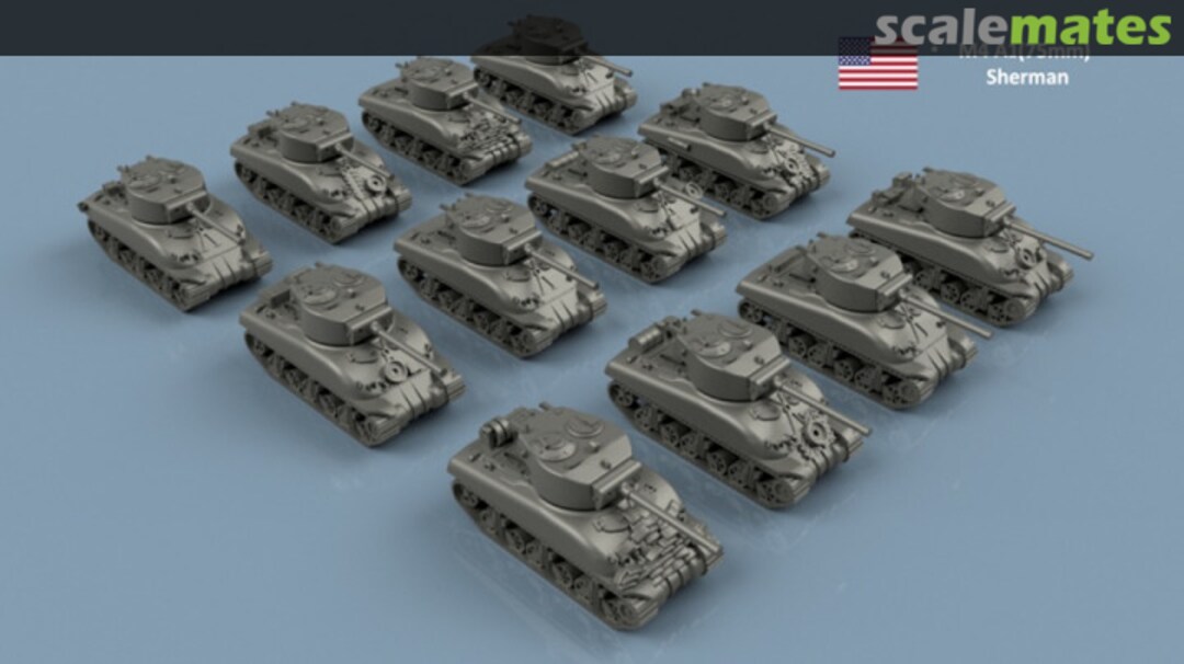 Boxart US Sherman M4A1 Late (75mm) x6 - 3D Printed 3D100405 L'Arsenal Boxart US Sherman M4A1 Late (75mm) x6 - 3D Printed 3D100405 L'Arsenal