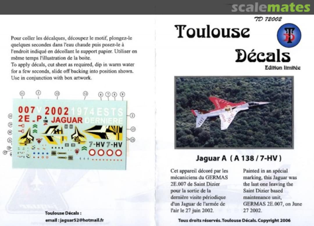 Boxart Jaguar A (A138/7-HV) TD72002 Toulouse Decals Boxart Jaguar A (A138/7-HV) TD72002 Toulouse Decals