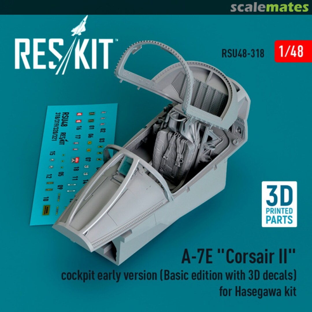 Boxart A-7E Corsair II cockpit early version (Basic edition with 3D decals) (3D Printed) RSU48-0318 ResKit Boxart A-7E Corsair II cockpit early version (Basic edition with 3D decals) (3D Printed) RSU48-0318 ResKit