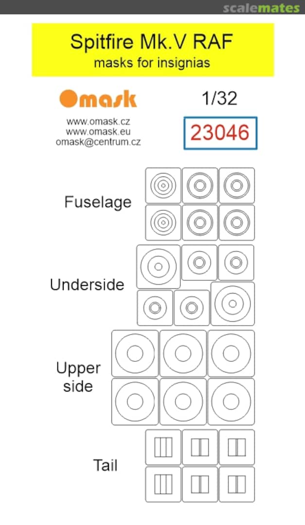 Boxart Supermarine Spitfire Mk.V - RAF Masks for Insignias 23046 Omask