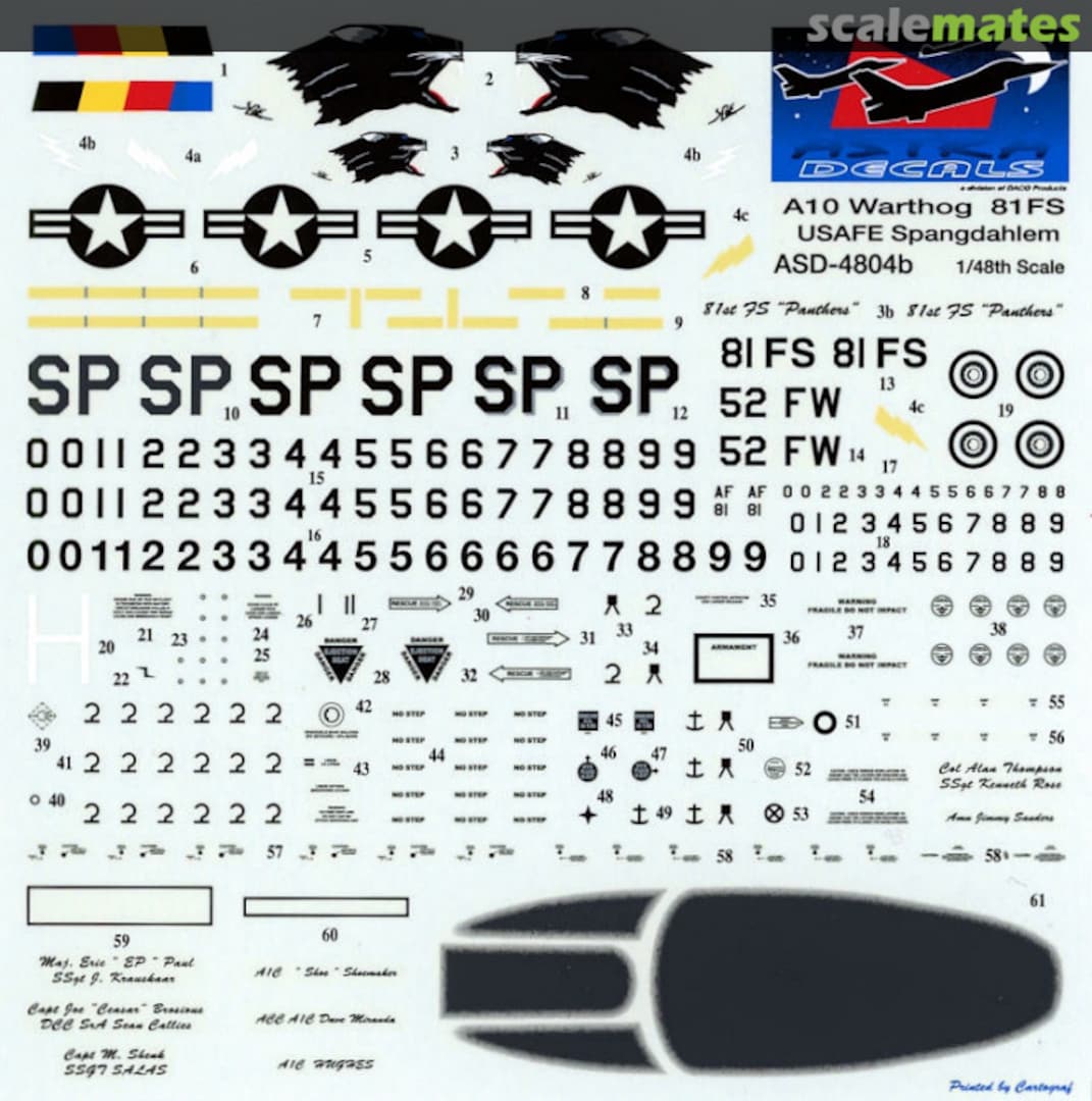Boxart A-10 Warthog (Reprinted & Updated Version) ASD-4804b Astra Decals