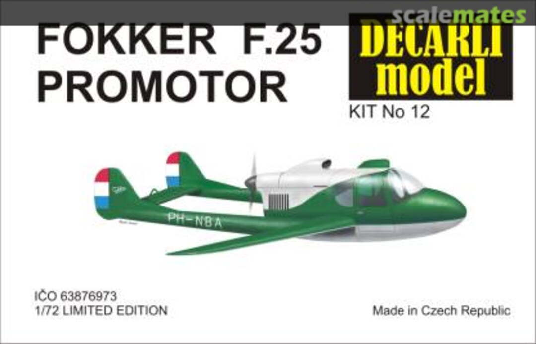 Boxart Fokker F.25 Promotor 12 Decarli Model