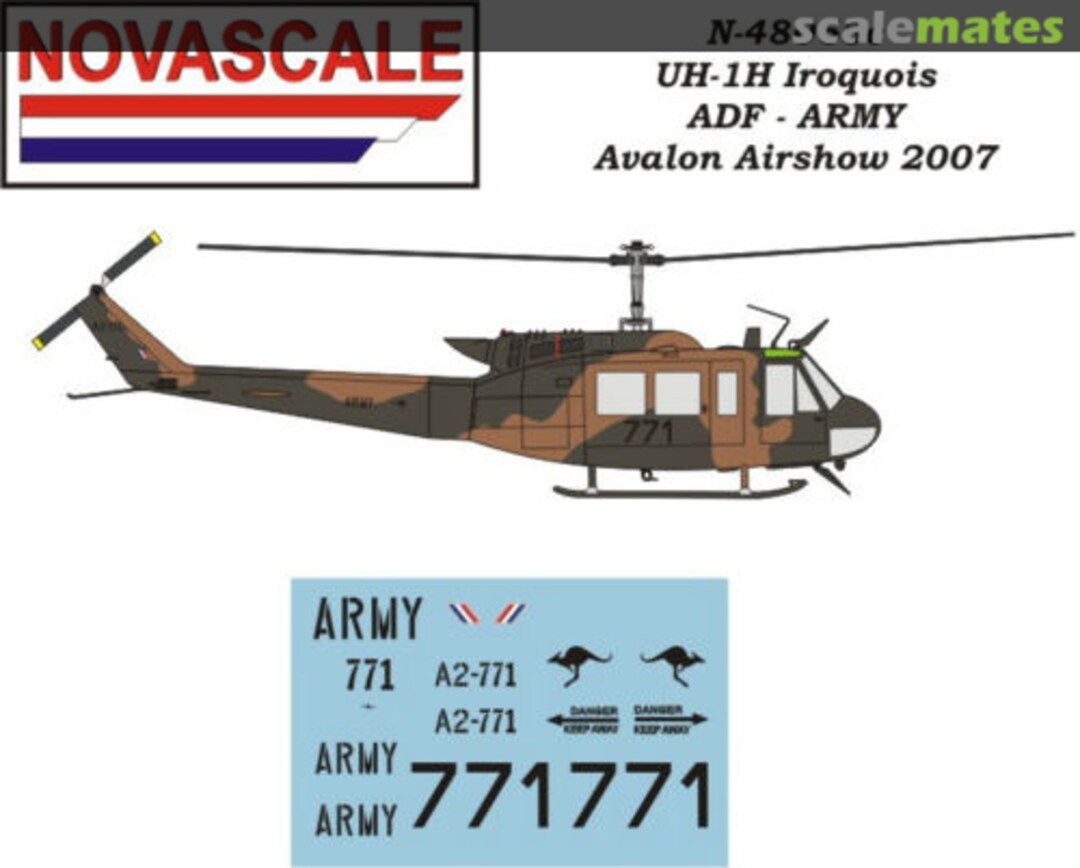 Boxart Bell UH-1H "Huey" Helicopters A.D.F. (Army) N-48063c Novascale Boxart Bell UH-1H "Huey" Helicopters A.D.F. (Army) N-48063c Novascale
