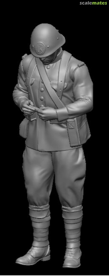 Boxart WW2 Dutch Soldier rolling a cigarette F-04 J.W. de Boer modelbouw