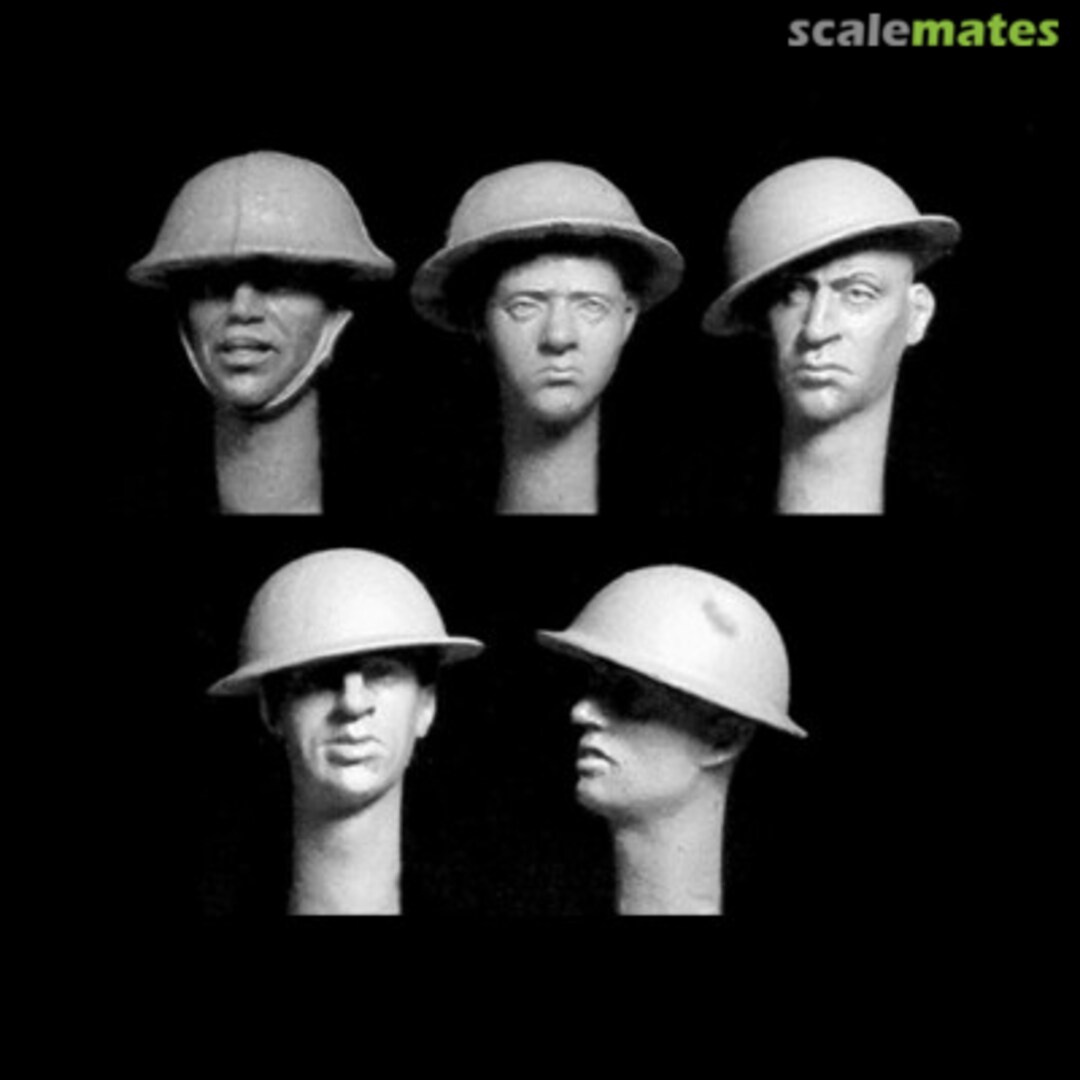 Boxart 5x Different Heads with WWI British "Brodie" Type Steel Helmets HBH18 Hornet & Wolf Boxart 5x Different Heads with WWI British "Brodie" Type Steel Helmets HBH18 Hornet & Wolf