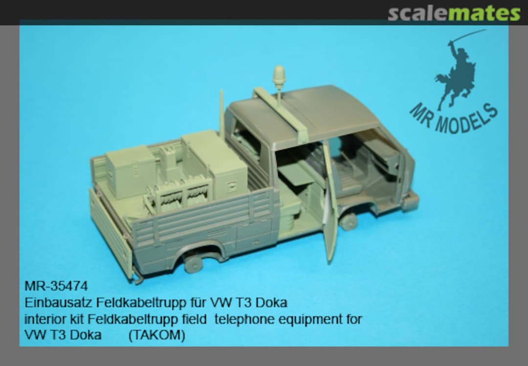 Boxart interior kit Feldkabeltrupp field telephone equipment for VW T3 Doka with canvas hood (TAKOM) MR-35474 MR Modellbau Boxart interior kit Feldkabeltrupp field telephone equipment for VW T3 Doka with canvas hood (TAKOM) MR-35474 MR Modellbau