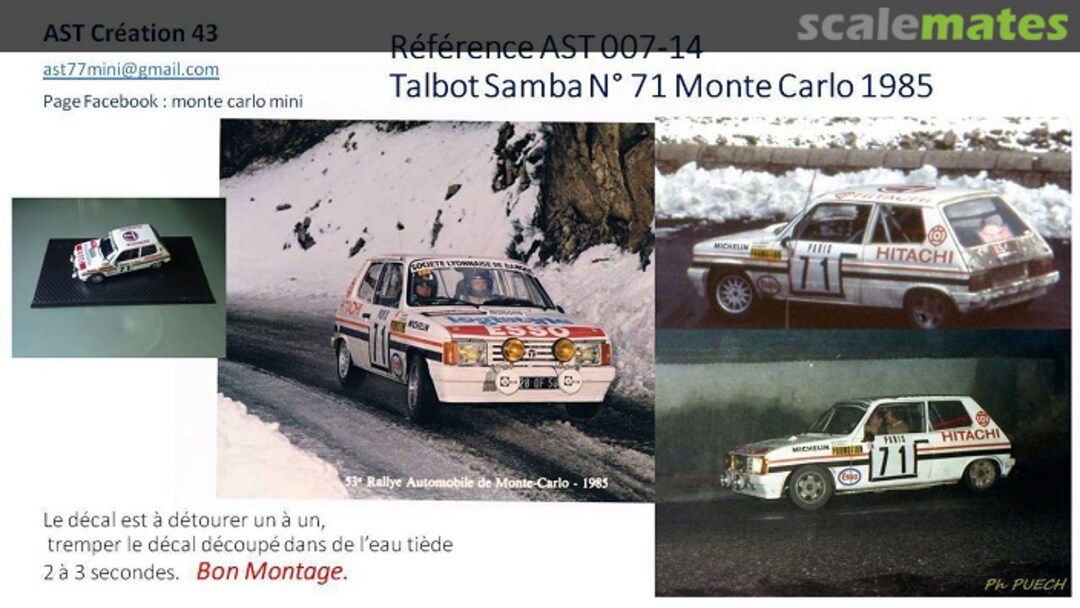 Boxart Talbot Samba Rallye "HITACHI" AST 007-14 AST Création 43 Boxart Talbot Samba Rallye "HITACHI" AST 007-14 AST Création 43