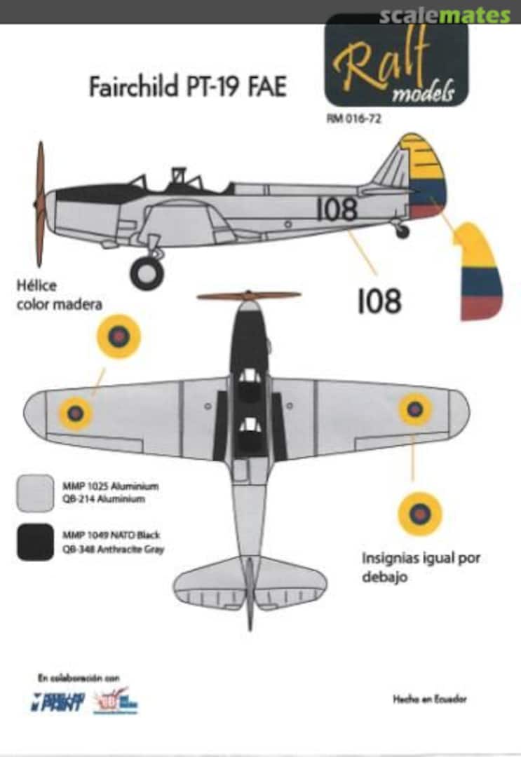 Boxart Fairchild PT-19 RM 016-72 Ralf Models Boxart Fairchild PT-19 RM 016-72 Ralf Models