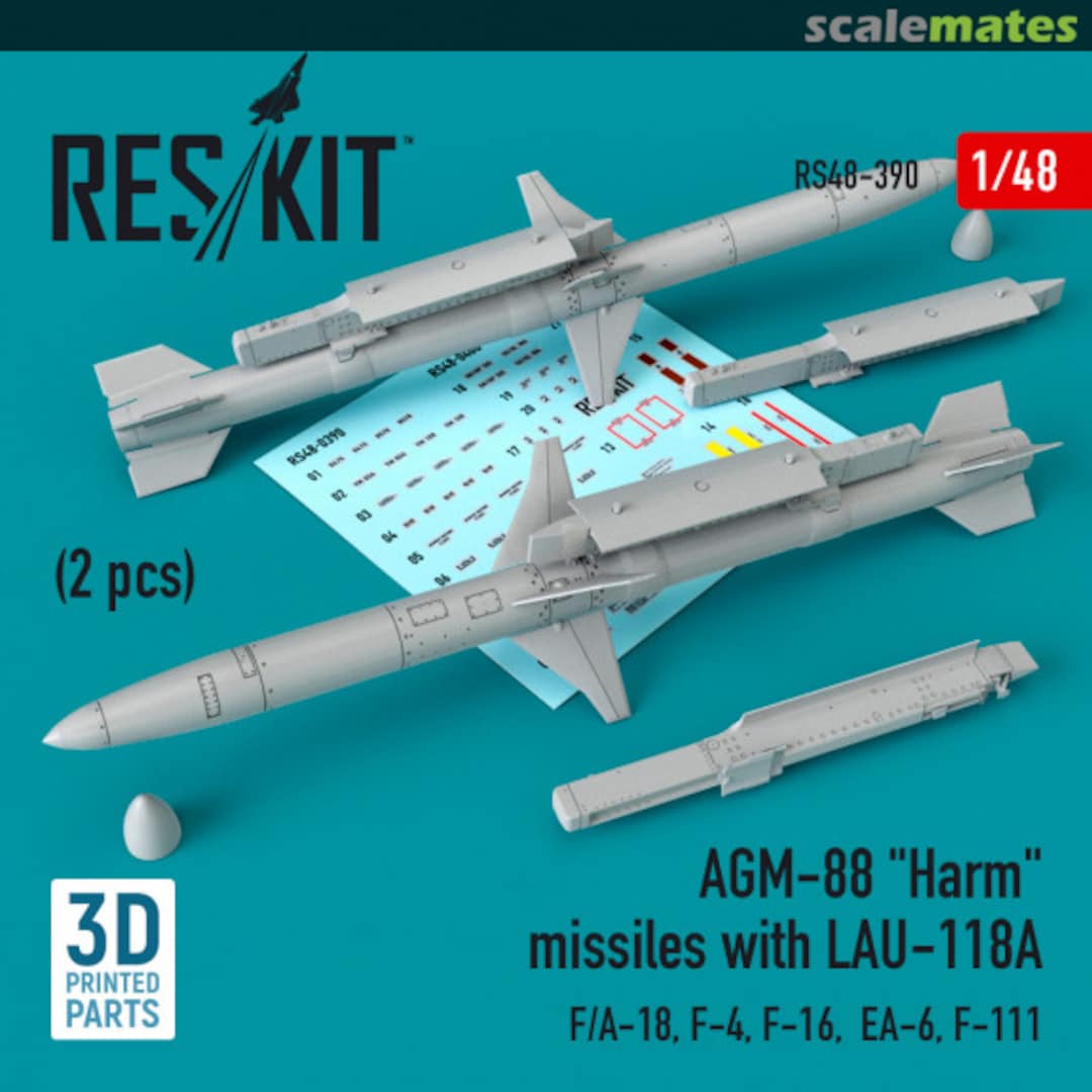 Boxart AGM-88 HARM missiles with LAU-118A RS48-0390 ResKit Boxart AGM-88 HARM missiles with LAU-118A RS48-0390 ResKit