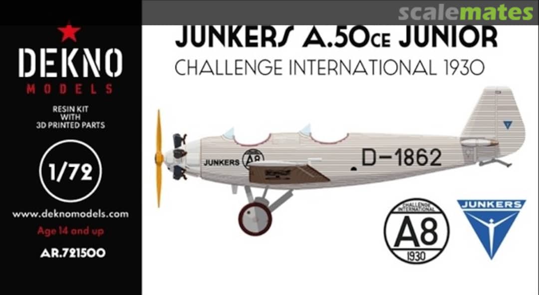 Boxart Junkers A.50ce Junior AR.721500 Dekno Models Boxart Junkers A.50ce Junior AR.721500 Dekno Models