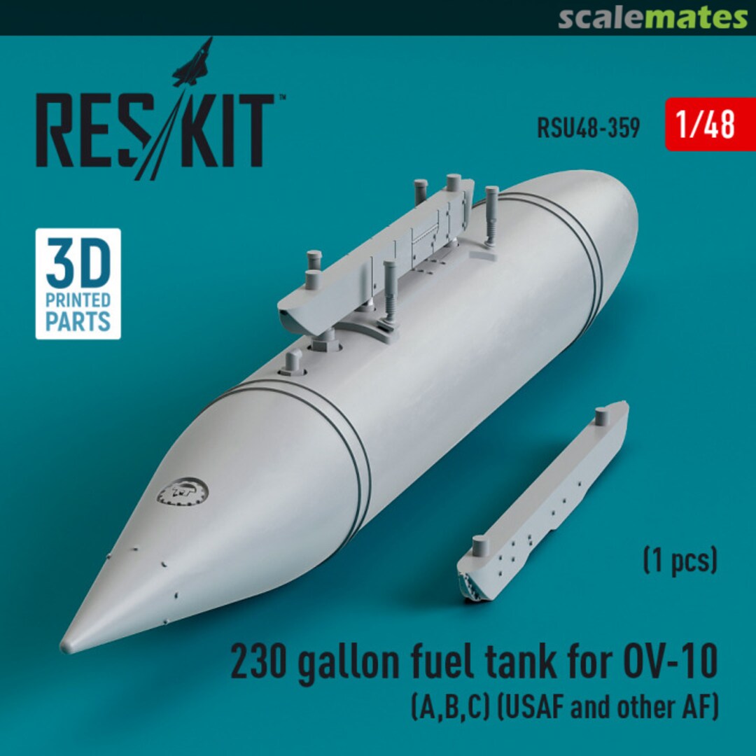 Boxart 230 gallon centerline fuel tank for OV-10 (A,B,C) (USAF and other AF) (3D Printed) RSU48-0359 ResKit Boxart 230 gallon centerline fuel tank for OV-10 (A,B,C) (USAF and other AF) (3D Printed) RSU48-0359 ResKit