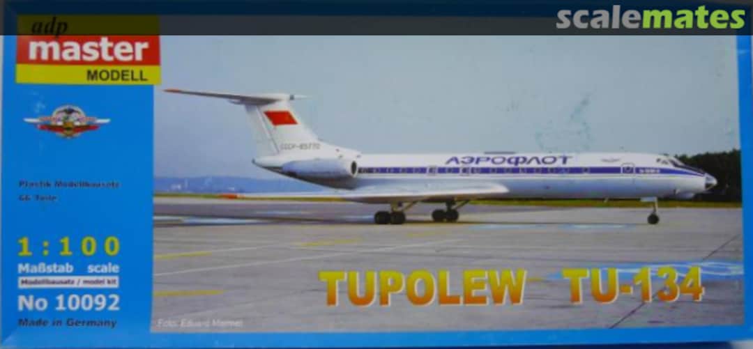 Boxart Tupolev Tu-134 10092 Master Modell Boxart Tupolev Tu-134 10092 Master Modell