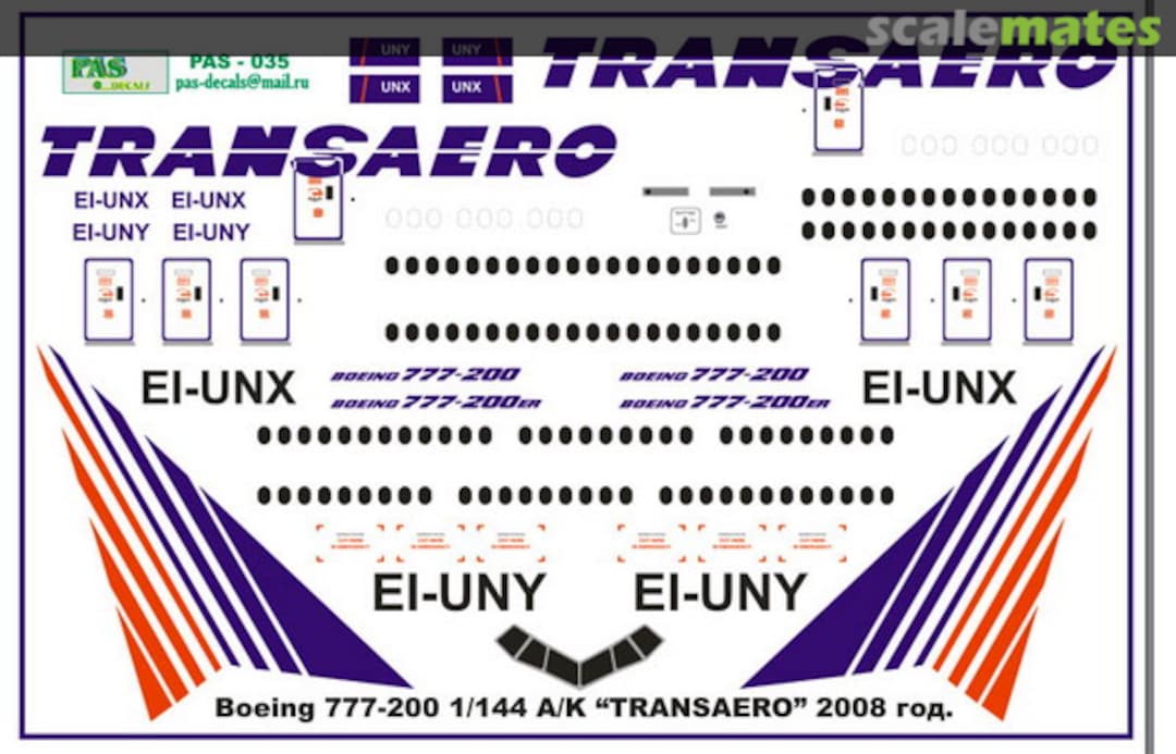 Boxart TransAero EI-UNI/UNX 2008?. PAS-035 Pas Decals