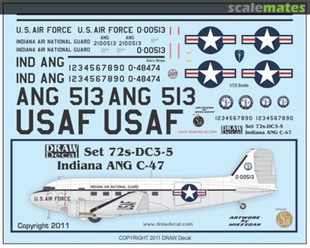 Boxart Indiana Air National Guard C-47 72-DC3-5 Draw Decal Boxart Indiana Air National Guard C-47 72-DC3-5 Draw Decal