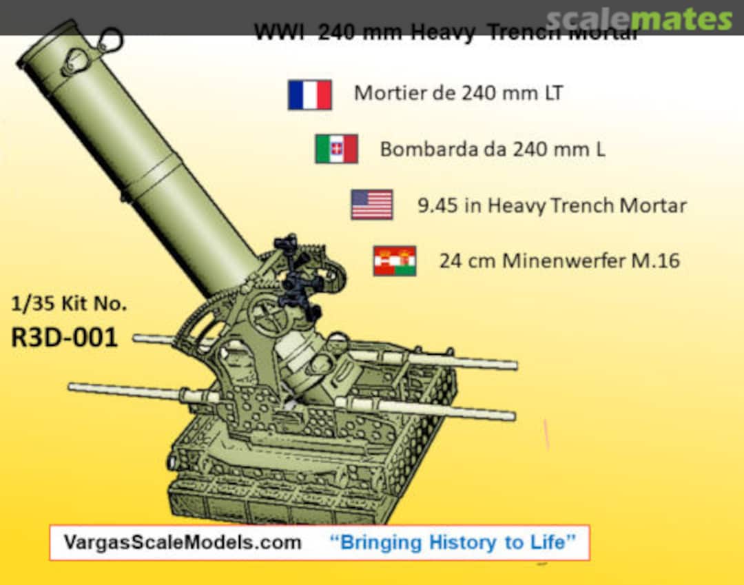 Boxart WWI 240 mm Heavy Trench Mortar R3D-001 Vargas Scale Models