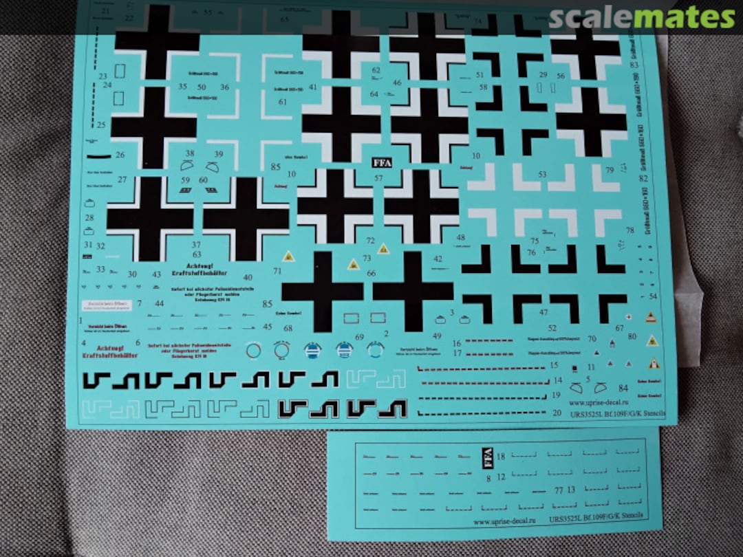 Contents Messerschmitt Bf 109F/G/K insignia and stencils URS3525L UpRise Decal Contents Messerschmitt Bf 109F/G/K insignia and stencils URS3525L UpRise Decal