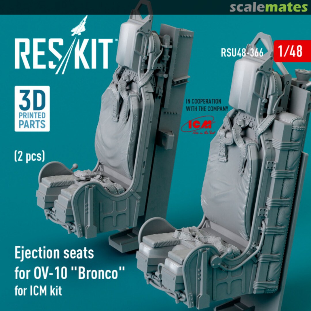 Boxart Ejection seats for OV-10 Bronco (2 шт.) for ICM kit (3D Printed) RSU48-0366 ResKit Boxart Ejection seats for OV-10 Bronco (2 шт.) for ICM kit (3D Printed) RSU48-0366 ResKit