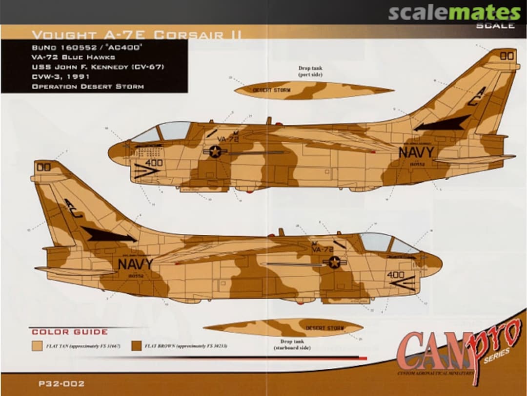 Boxart A-7E Corsair II VA-72 Bluehawks Desert Storm 1991 P32-002 CAM Boxart A-7E Corsair II VA-72 Bluehawks Desert Storm 1991 P32-002 CAM