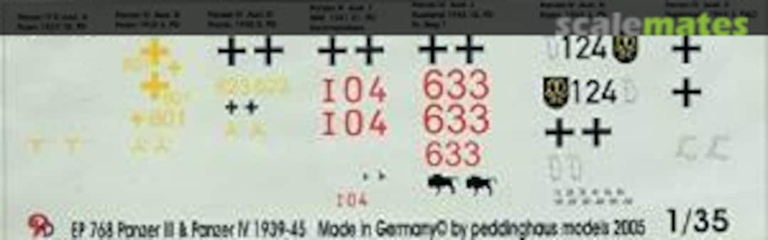 Boxart Panzer III and Panzer IV Markings 1939-45 EP 768 Peddinghaus-Decals Boxart Panzer III and Panzer IV Markings 1939-45 EP 768 Peddinghaus-Decals