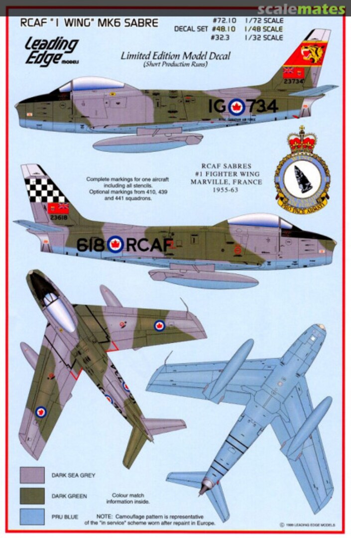 Boxart RCAF "1 Wing" MK.6 Sabre 48.10 Leading Edge Boxart RCAF "1 Wing" MK.6 Sabre 48.10 Leading Edge