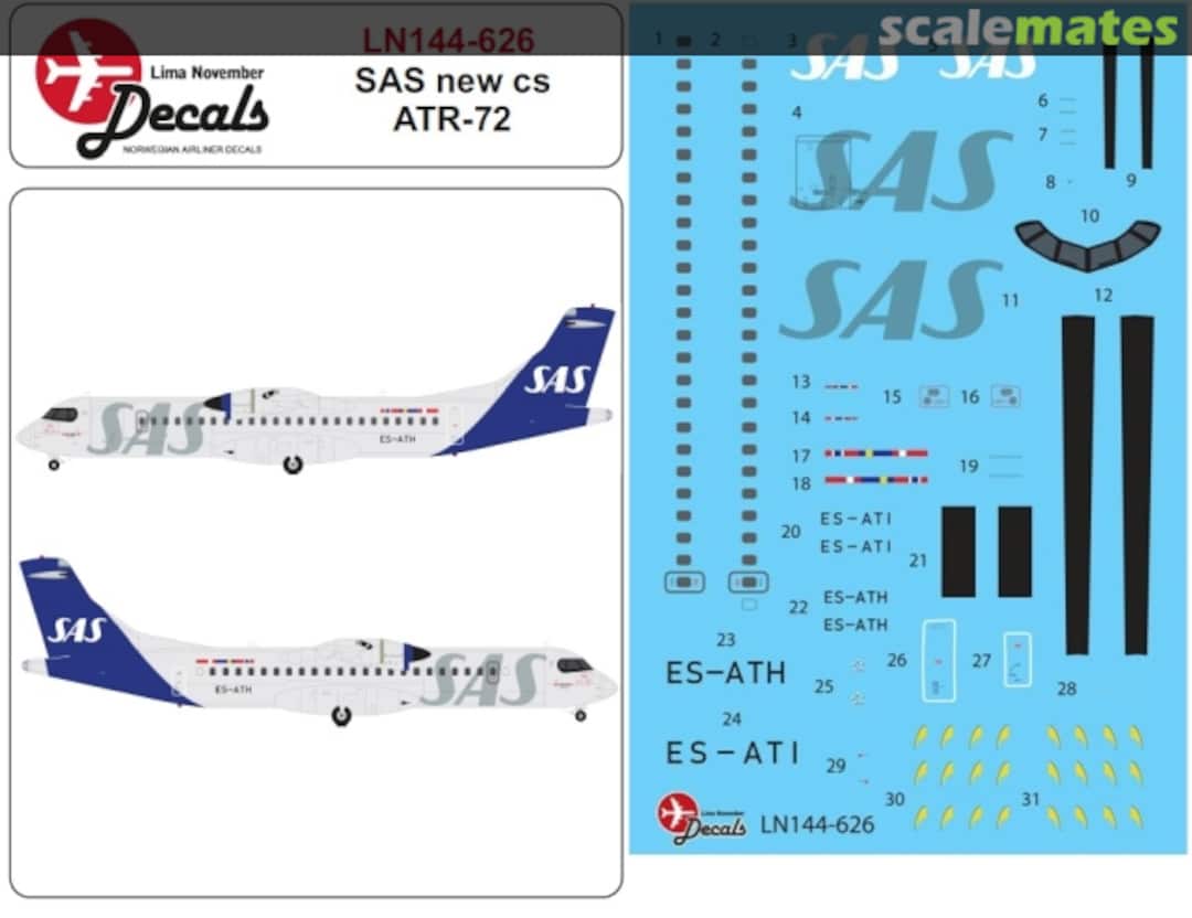 Boxart SAS new cs ATR-72 LN144-626 Lima November Decals