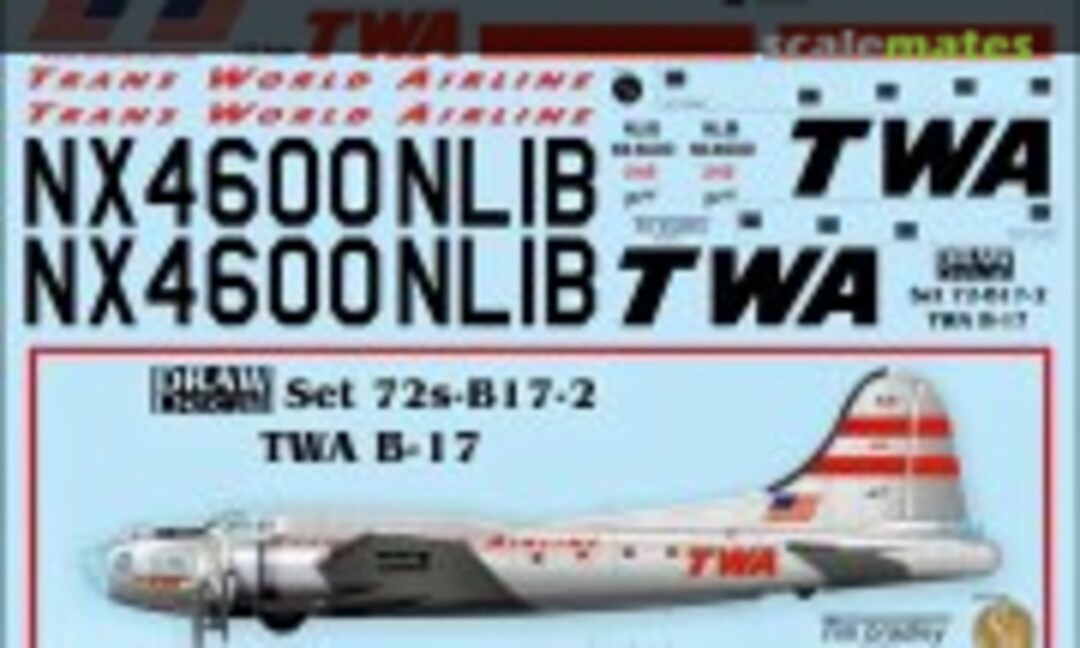 1:72 TWA B-17 (Draw Decal 72-B17-2) 72-B17-2