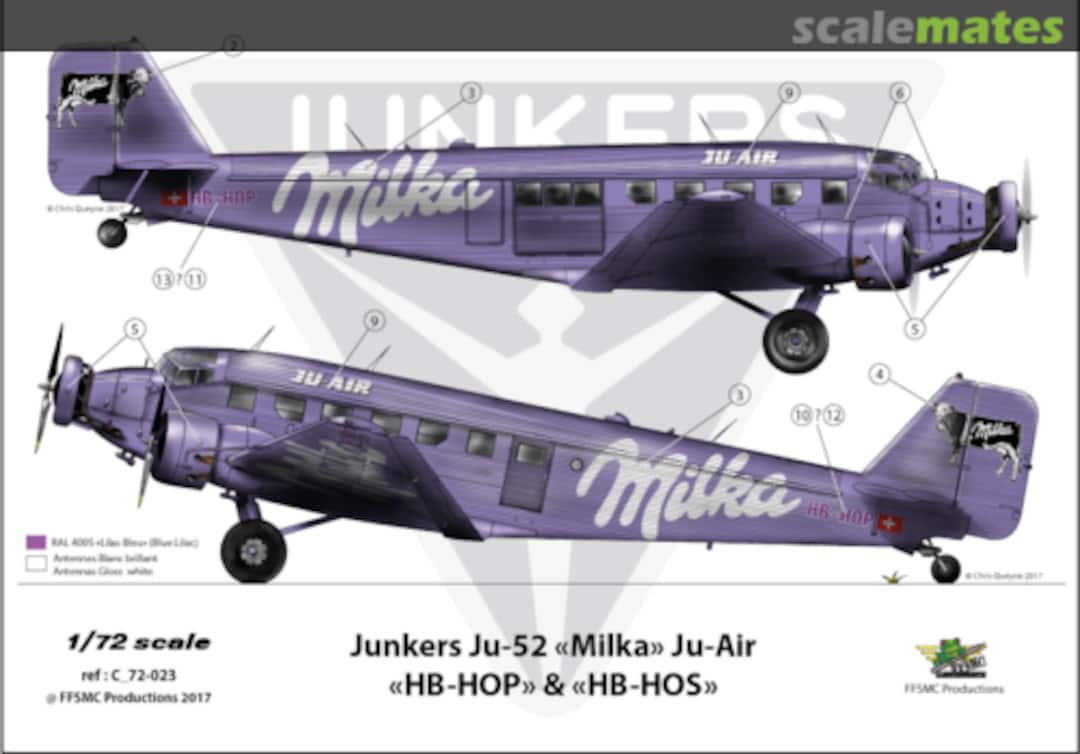 Boxart Junkers Ju-52 "Milka" Ju-Air C_72-023 FFSMC Productions Boxart Junkers Ju-52 "Milka" Ju-Air C_72-023 FFSMC Productions