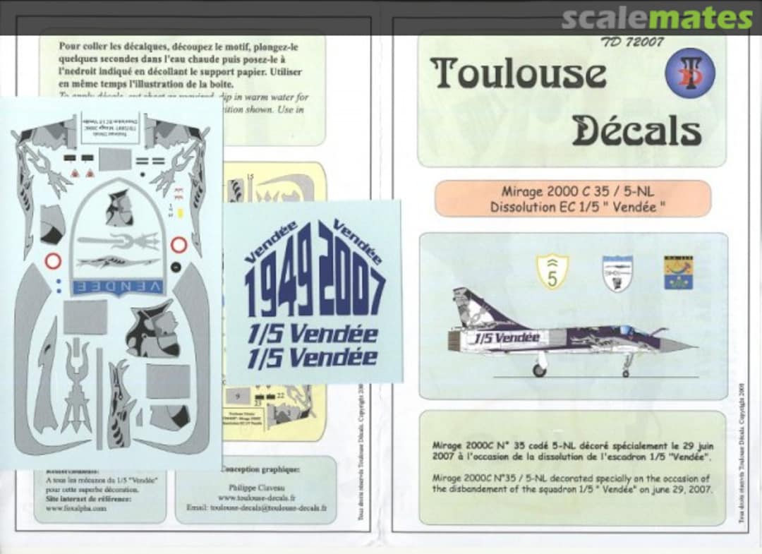 Boxart Mirage 2000C 35/5-NL Dissolution EC 1/5 "Vendée" TD72007 Toulouse Decals Boxart Mirage 2000C 35/5-NL Dissolution EC 1/5 "Vendée" TD72007 Toulouse Decals