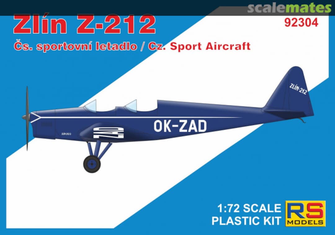 Boxart Zlín Z-212 Czechoslovakian Sport Aircraft 92304 RS Models Boxart Zlín Z-212 Czechoslovakian Sport Aircraft 92304 RS Models