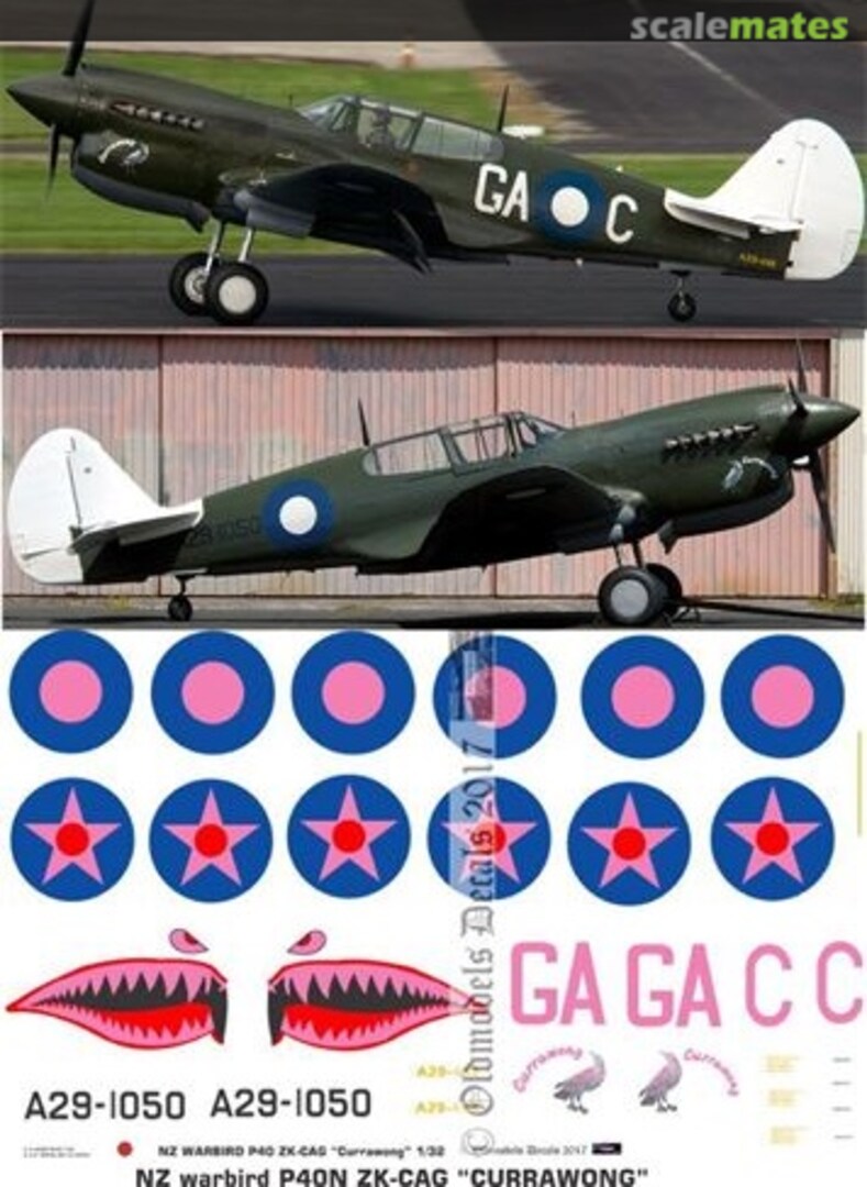 Boxart Warbird - RAAF P40N "CURRAWONG" ZK-CAG OMD1195B Oldmodels Decals