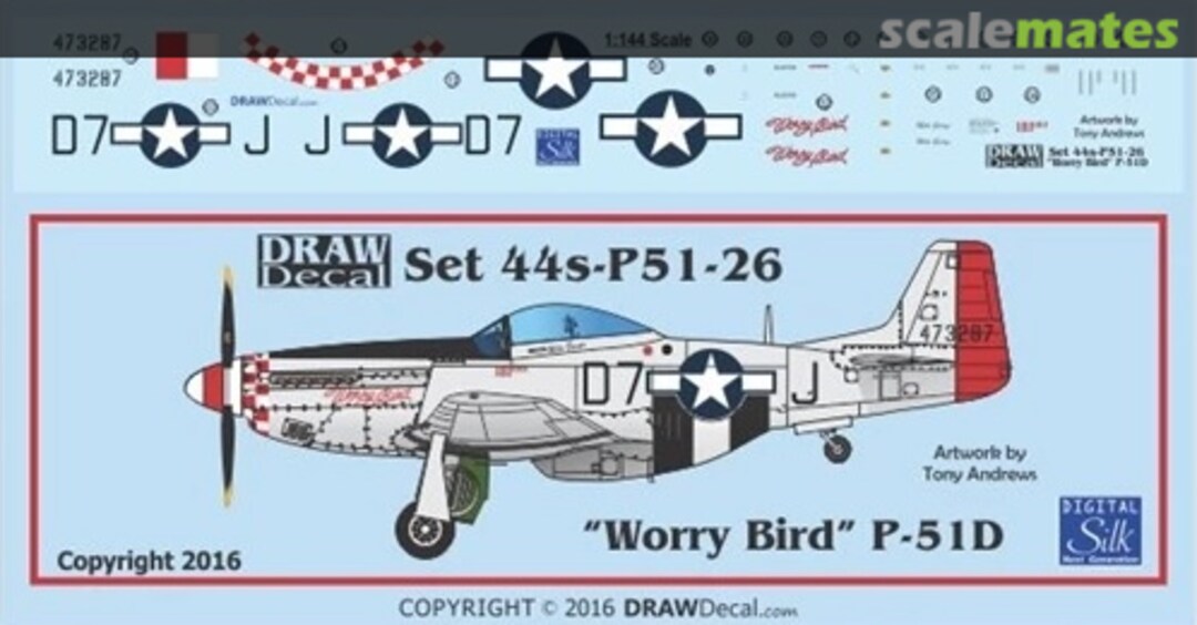 Boxart P-51D “Worry Bird” 44-P51-26 Draw Decal