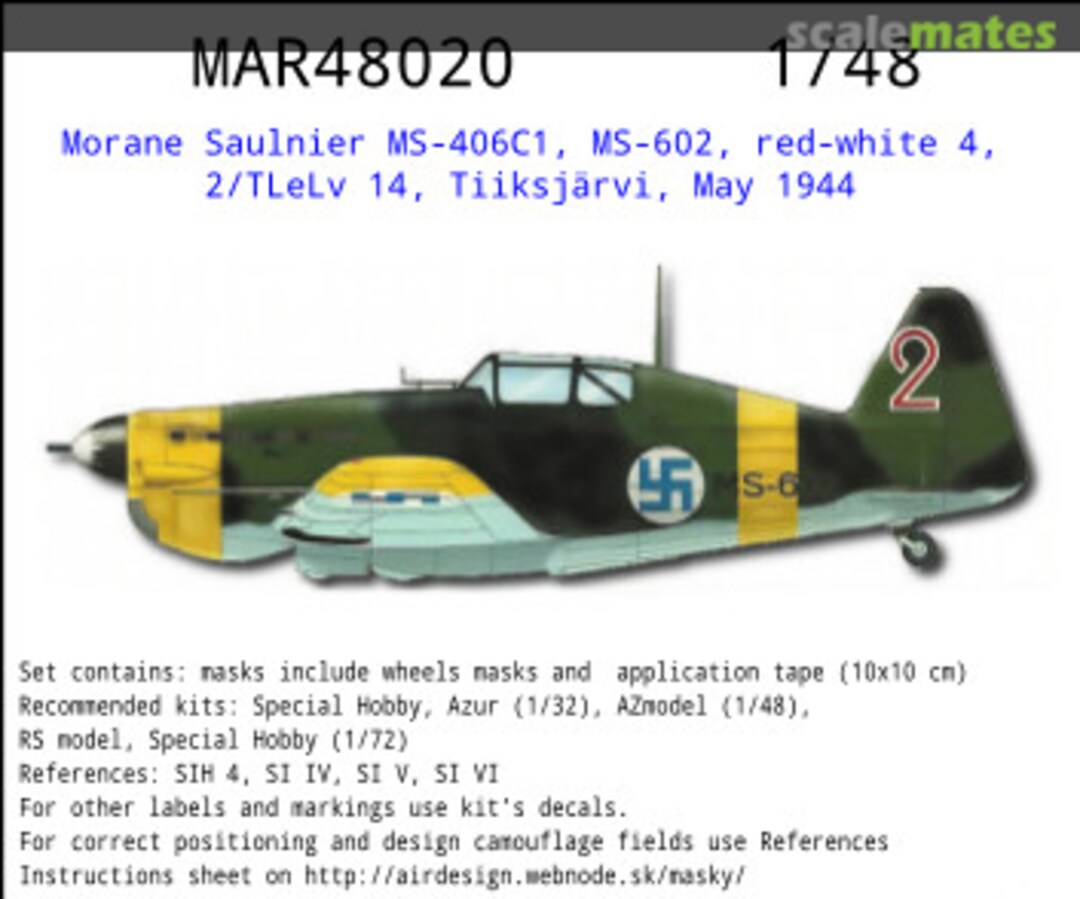 Boxart Morane Saulnier MS-406C1, MS-602, red-white 2 MAR48020 AIRDESIGN.SK Boxart Morane Saulnier MS-406C1, MS-602, red-white 2 MAR48020 AIRDESIGN.SK