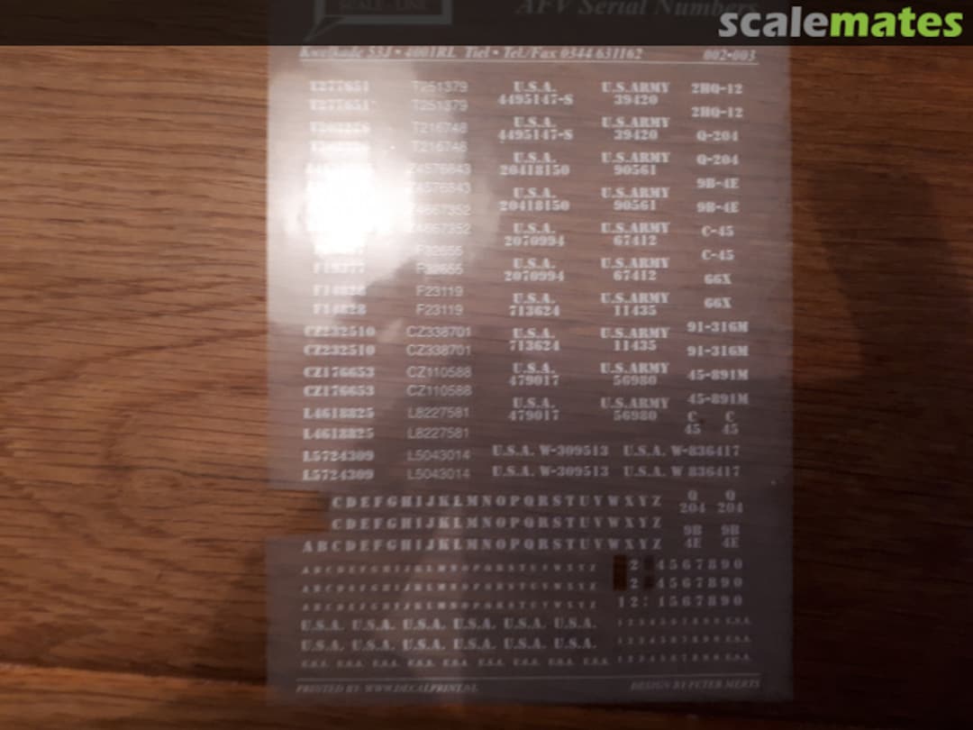 Boxart AFV serial numbers Scale Line Boxart AFV serial numbers Scale Line