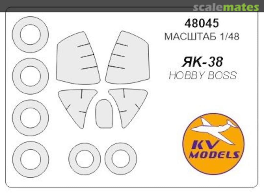Boxart Yak-38/Yak-38/38M - Canopy Cockpit, Disks and Wheels masks (double side mask) 48045 KV Models Boxart Yak-38/Yak-38/38M - Canopy Cockpit, Disks and Wheels masks (double side mask) 48045 KV Models