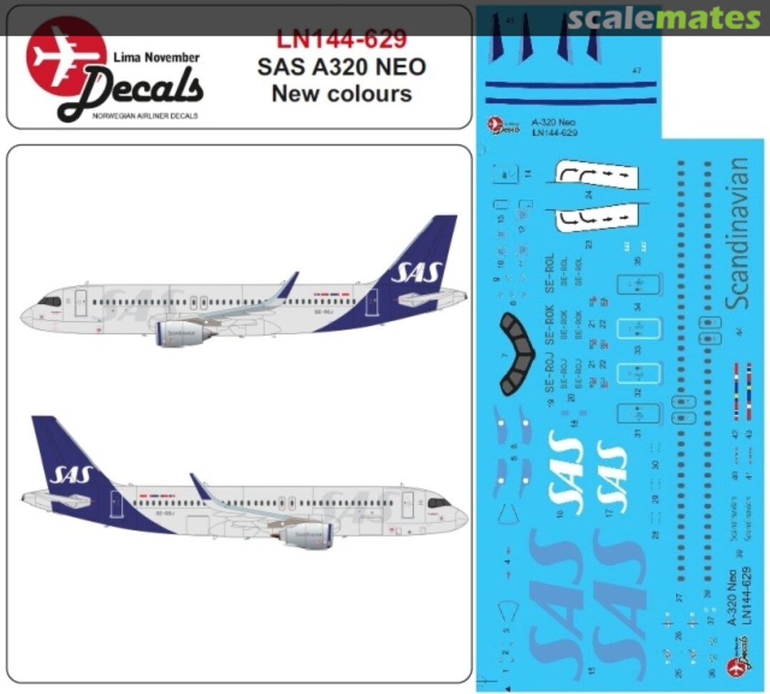 Boxart SAS new cs Airbus A320 NEO LN144-629 Lima November Decals Boxart SAS new cs Airbus A320 NEO LN144-629 Lima November Decals
