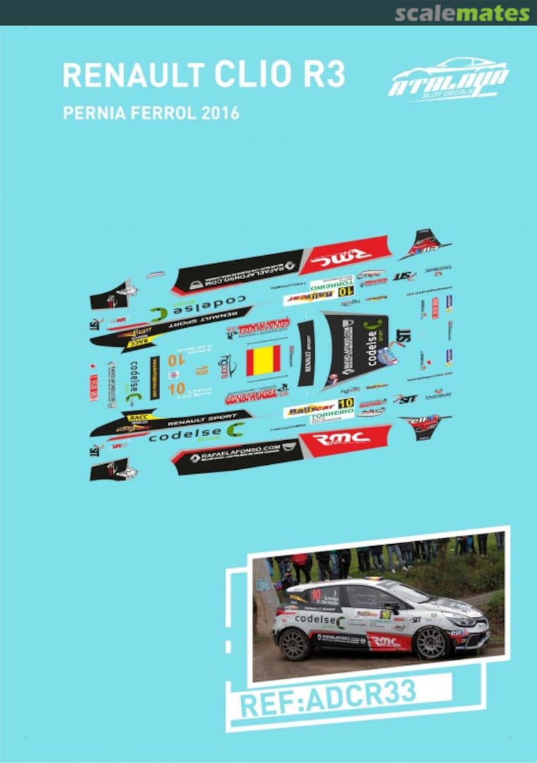 Boxart Renault Clio RS R3T [S 3530 BBZ] "codelse" ADCR33 Atalaya Slot Decals