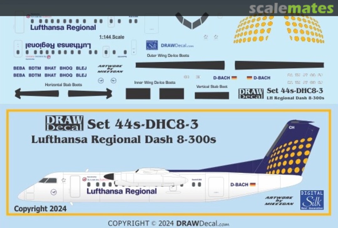 Boxart Lufthansa Regional Dash 8-300s 44-DHC8-3 Draw Decal Boxart Lufthansa Regional Dash 8-300s 44-DHC8-3 Draw Decal