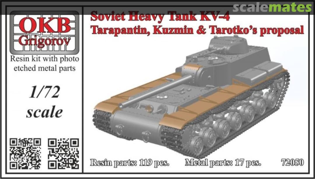 Boxart Soviet Heavy Tank KV-4, Tarapantin, Kuzmin & Tarotko’s proposal 72050 OKB Grigorov