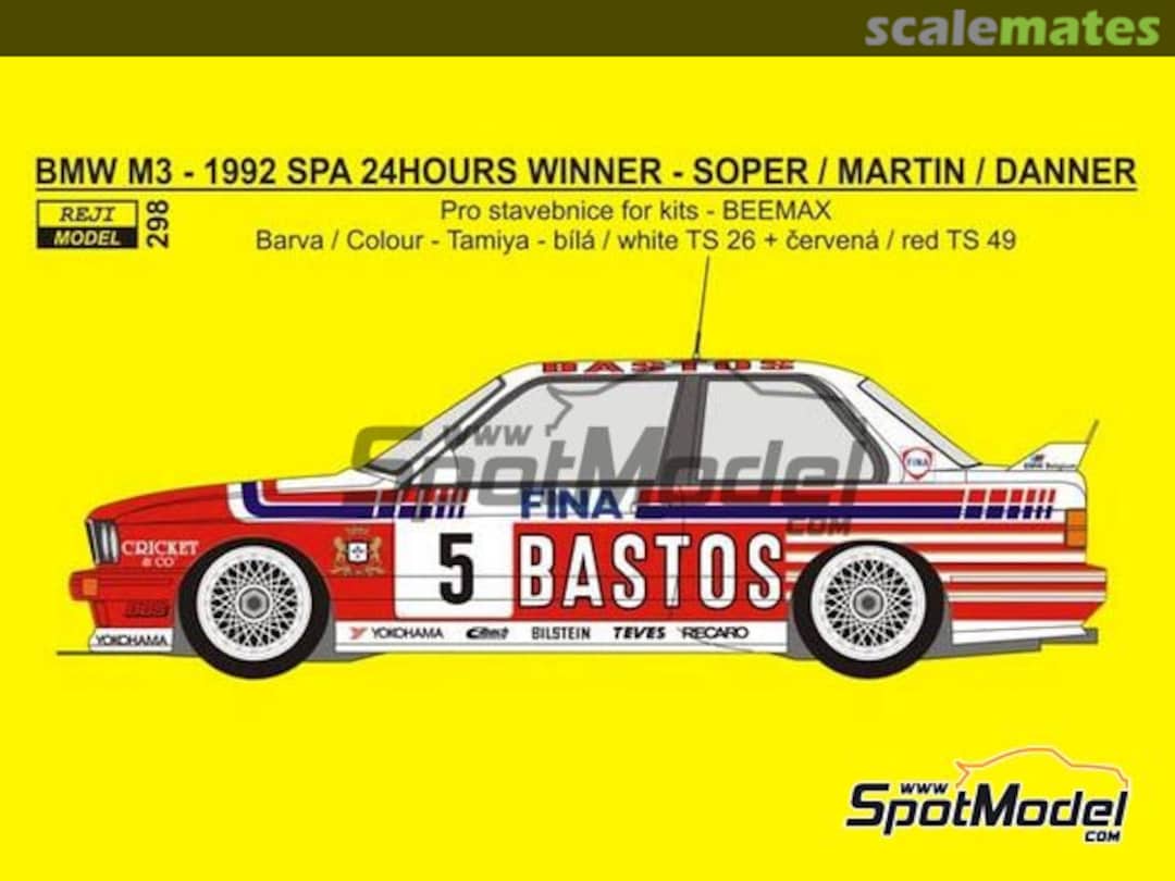 Boxart BMW M3 E30 Fina Bastos Team #5 298 REJI Model Boxart BMW M3 E30 Fina Bastos Team #5 298 REJI Model