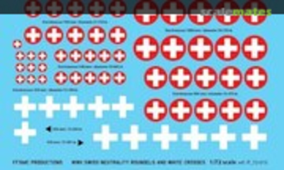 1:72 WWII Swiss Neutrality Roundels and White Crosses (FFSMC Productions P_72-015) P_72-015