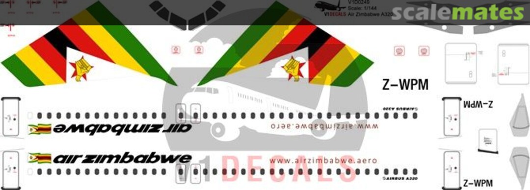 Boxart Air Zimbabwe Airbus A320 V1D0249-144 V1 Decals Boxart Air Zimbabwe Airbus A320 V1D0249-144 V1 Decals