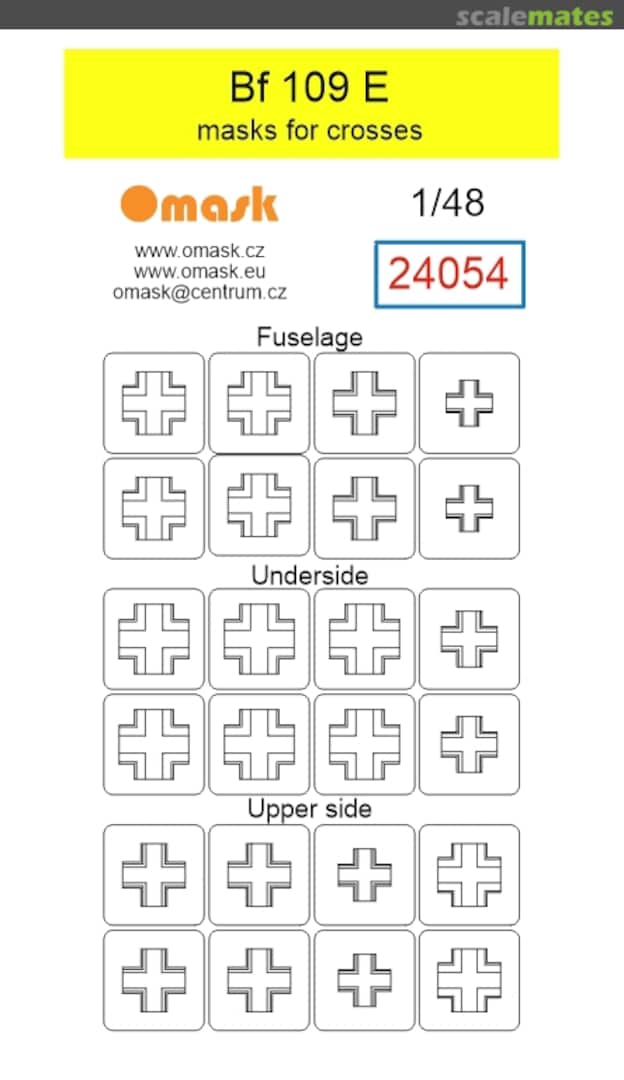 Boxart Messerschmitt Bf-109 E - Masks for Crosses 24054 Omask Boxart Messerschmitt Bf-109 E - Masks for Crosses 24054 Omask