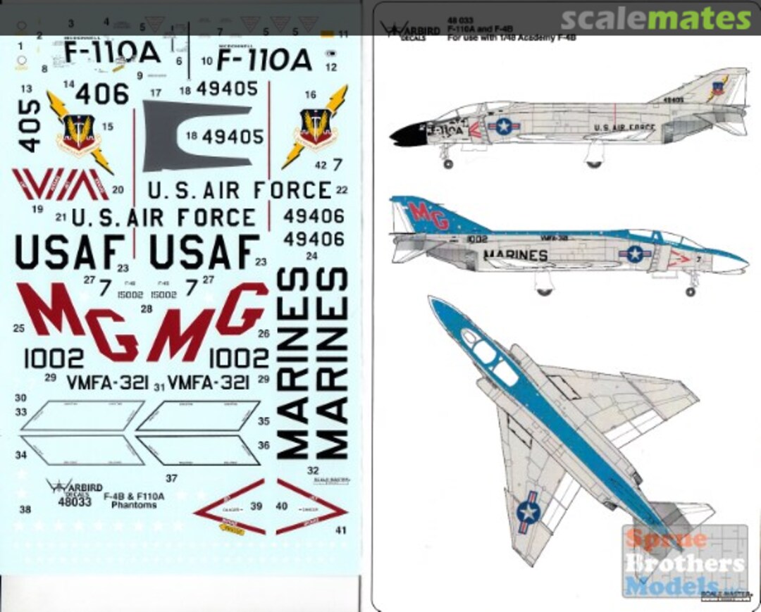 Boxart F-110A F-4B Phantom II: VMFA-321 & USAF F-110A 48033 Warbird Decals Boxart F-110A F-4B Phantom II: VMFA-321 & USAF F-110A 48033 Warbird Decals