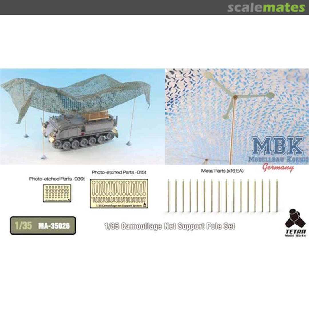 Boxart Camouflage Net support poles Set MA-35026 Tetra Model Works