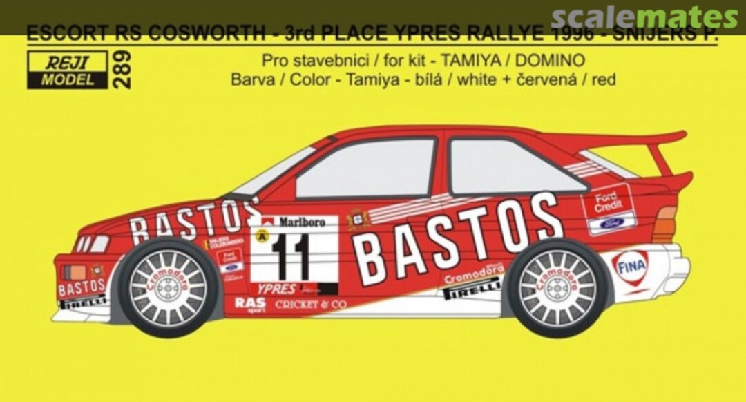 Boxart Escort RS Cosworth RAS Sport Team sponsored by Bastos - Ypres 24 Hours Rally 1996 289 REJI Model